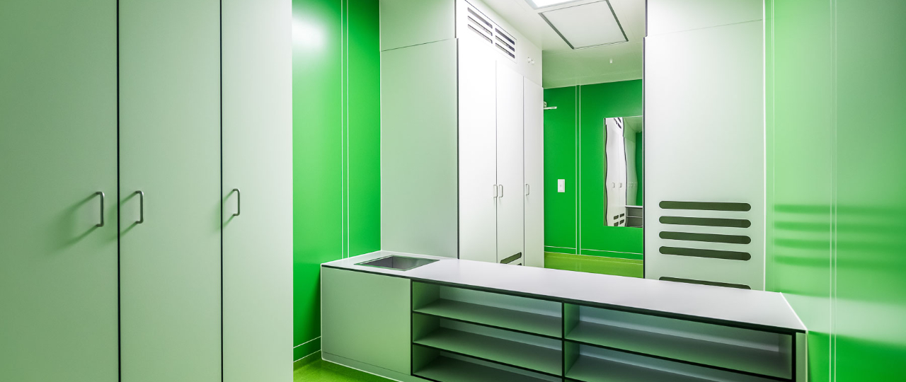 Sitover in der Personalschleuse zum Reinraumlabor